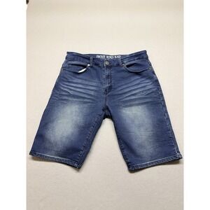 Vintage Genes Black Men's Jean Shorts Blue Stretch Denim Mid Length -Size W34